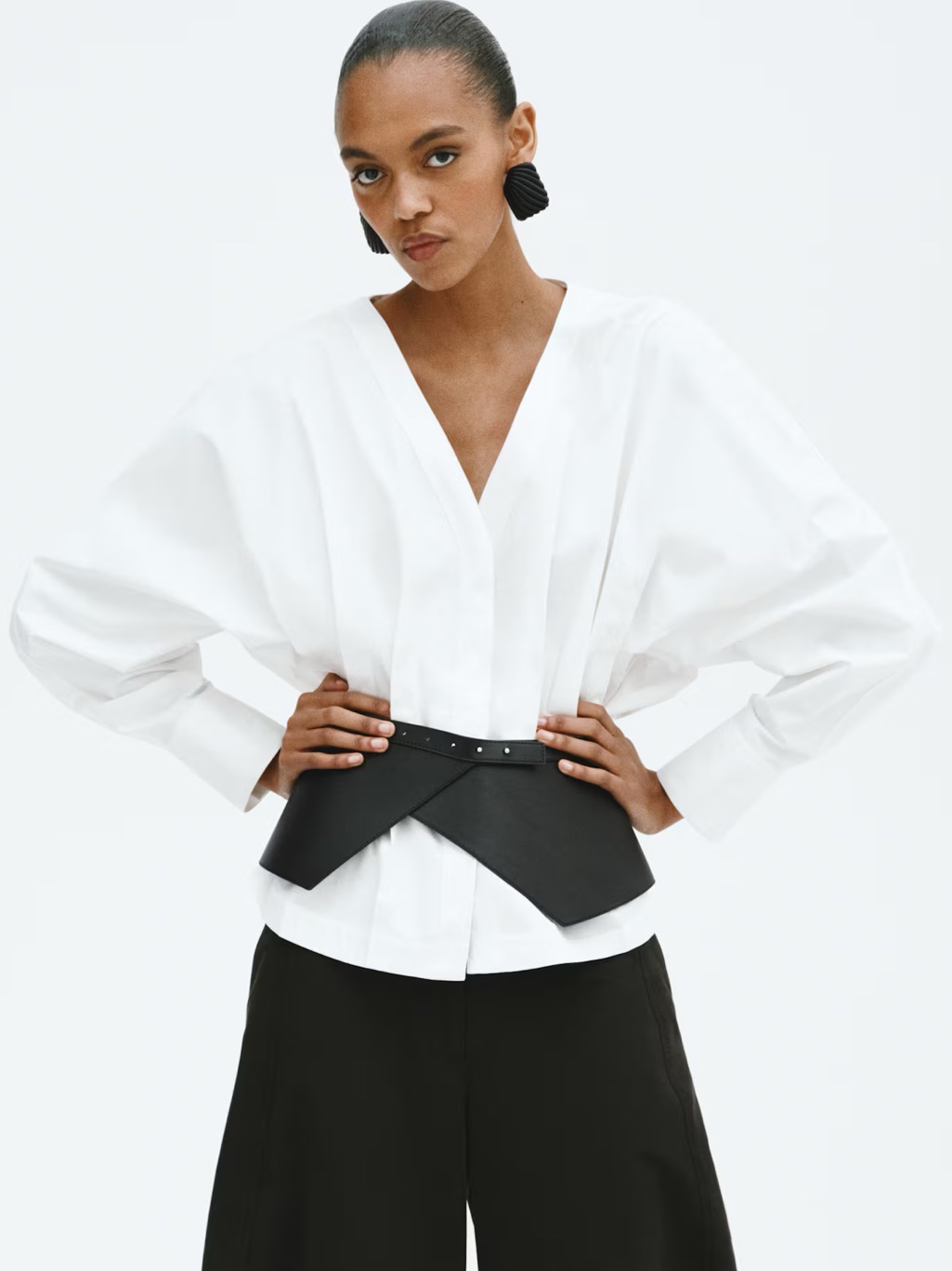 H&M Tapered-Waist Cotton Blouse